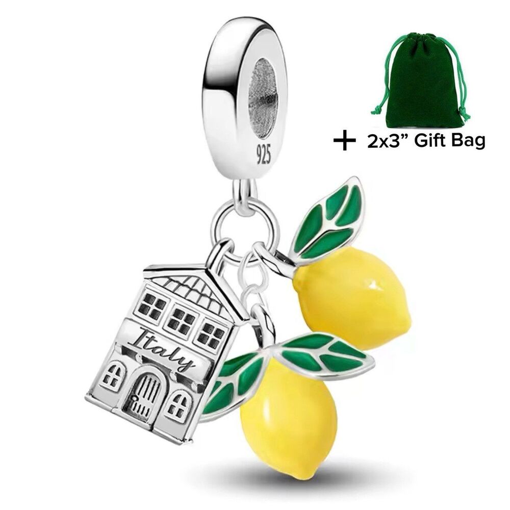 Italy | Lemons Dangle Charm | 925 Silver | Brand New